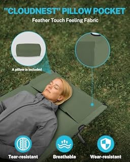 Gonex Camping Cot with Leg Extenders 2 in 1 Portable Ultralight Folding Cot for Adults Adjustable Height Supports 350lbs Sleeping Bed for Backpacking Travel Beach Home 74.8"x27.5"(Army Green, 1 PCS)