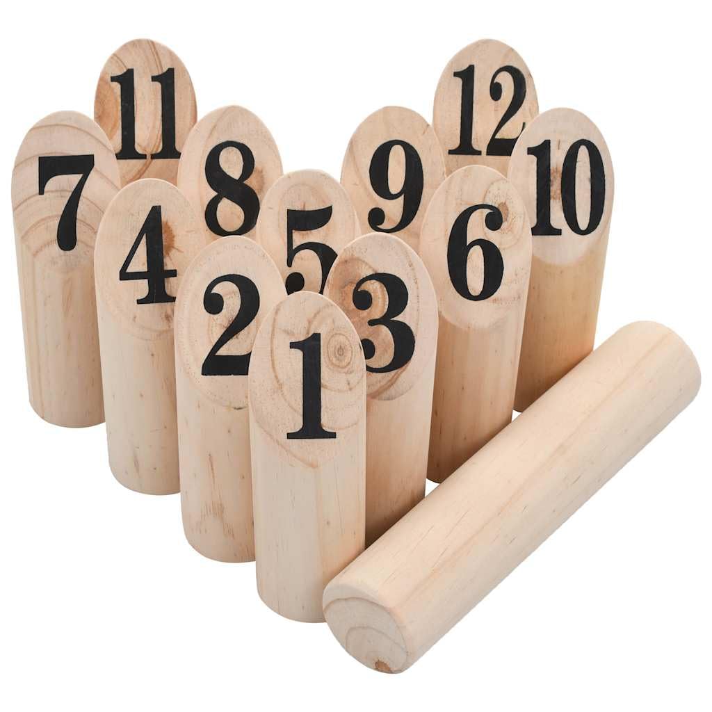 Kubb zestaw do zabawy z litego drewna sosnowego, 12 kubków z prętem do rzucania i torbą do przenoszenia, do zabawy na świeżym powietrzu, do ogrodu, na kemping, piknik, plażę i do parku dla