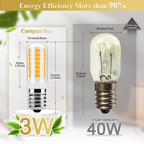 Dicuno E17 Led Bulb Dimmable, Microwave Oven Bulbs, 2700K Warm White, 3W (40W Incandescent Replacement) 400Lm 120V, E17 Intermediate Base Light Bulb For Stove Top, Appliance, Range Hood, 2 Pack #TOP4