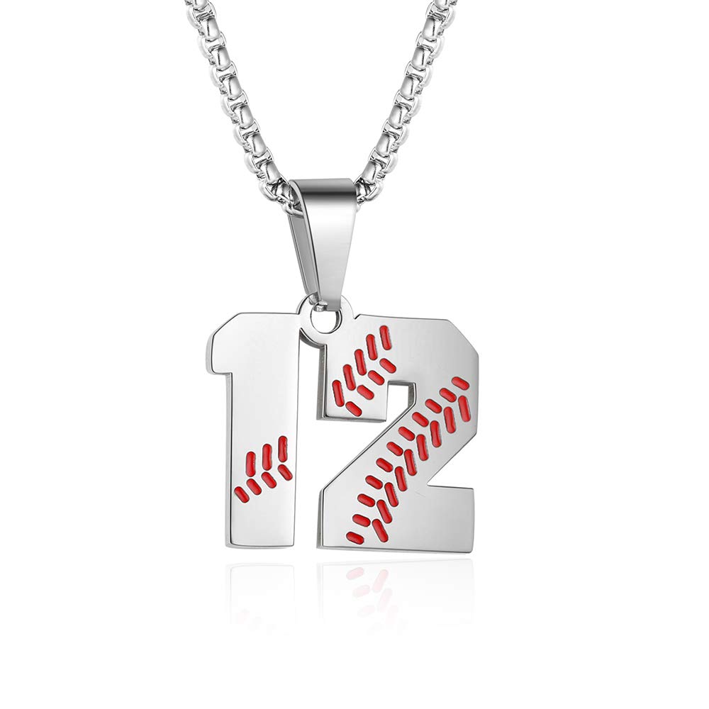 ZRAY Inspiration Baseball Jersey Number Necklace Stainless Steel Charms Number Pendant for Men Women
