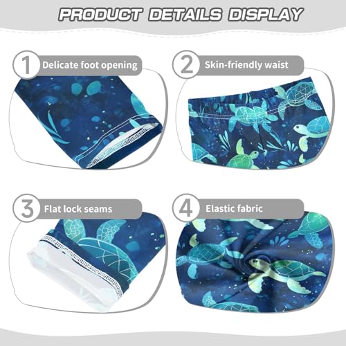 Sea Turtles Girls' Leggings Toddler Doodles Blue Kids Yoga Pants Dance Active Tights 4T3