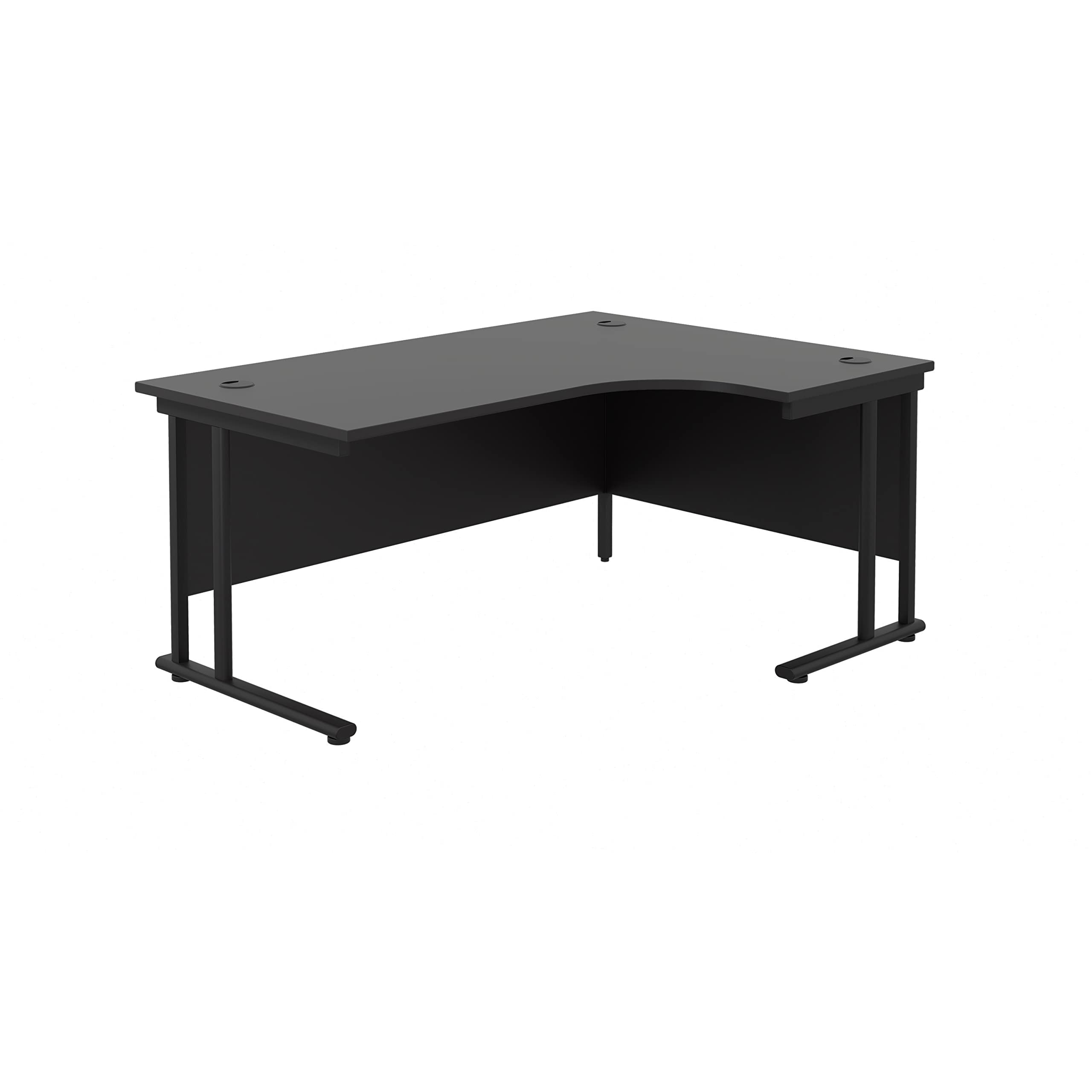 Office Hippo - L Shaped Office Desk 160 x 120cm. Large Corner Computer Desk for Home Office With Integrated Cable Ports, Ideal for Work, Study, Gaming and Hobby Workstation (Black/Black)