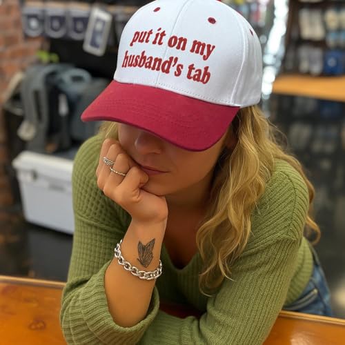 Image of Put It on My Husbands Tab Hat, Funny Vintage Trucker Hats Adjustable Cap for Men Women Classic Baseball Caps