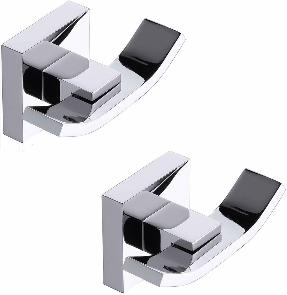 Beelee Towel Hooks for Bathroom Coat Hook Double Robe Hooks,Polished Chrome Finish, 2 Pack,BA9103C2