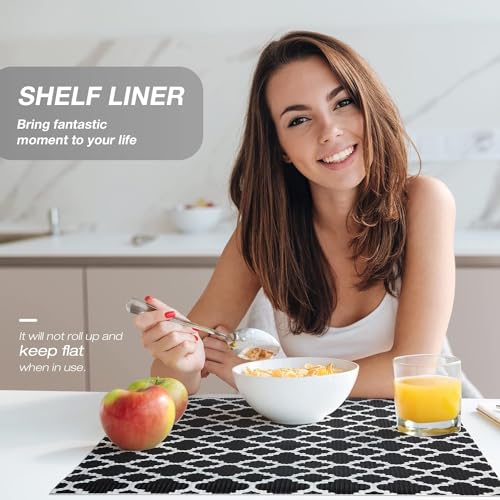 Image of Ash & Roh Multipurpose Anti-Slip Plastic Washable Liner for Bathrrom, Kitchen, Fridge Mat and Drawer Mats (Black Window, 45X100)