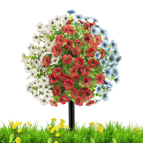 Flores artificiales resistentes UV con estaca para césped y suelo exterior 2