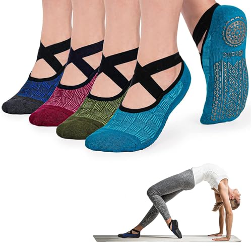 Ozaiic Pilates Socks for Women Non Slip Grip Yoga Barefoot Indoor Workout