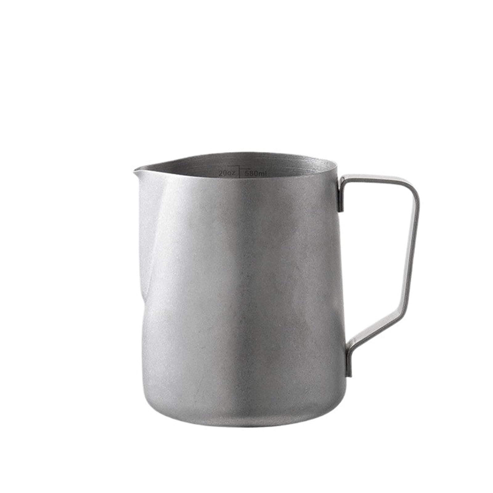 Jarra de espuma leche con boca en V acero inoxidable, 350/600ml, utensilios for café, tarro burbujas artesanal for Barista, Café familiar(600ML Retro)