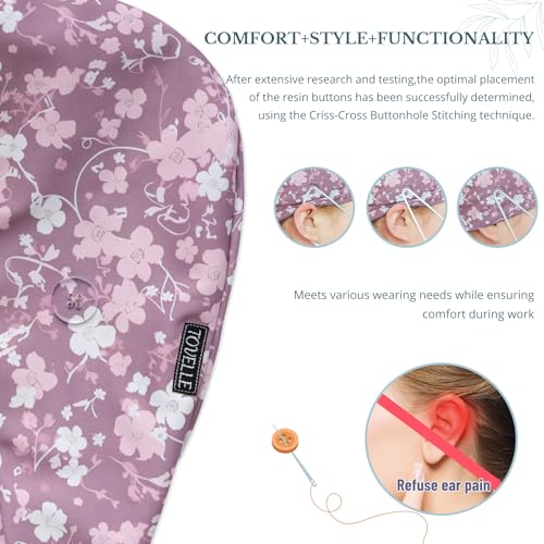 Image of Scrub Caps for Women with Buttons, Classic Surgical Caps | Double-Sided Printed, Adjustable,Long Hours, Sweatbands, Fabric Help Reduce Static Buildup