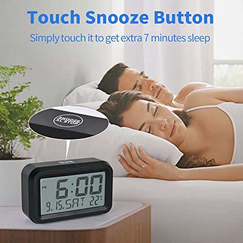 Kwanwa Alarm Clock, With Calendar, Temperature, Day Digital Clock, 12/24Hr, Snooze, Auto-Dimming Led/Lcd Display, Battery Operated, Cordless Small Clock For Desk, Wall Mounted #TOP5