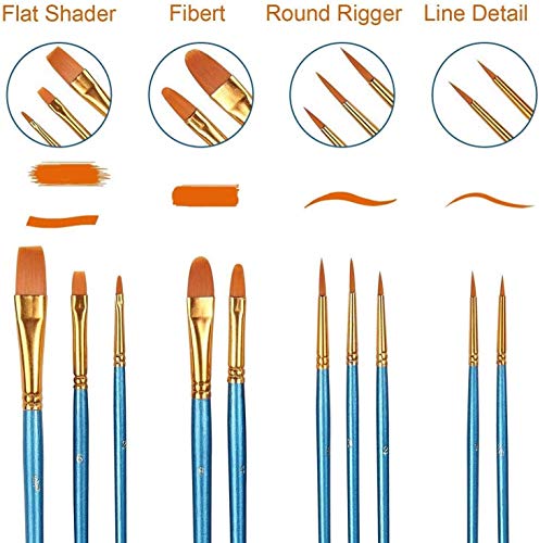 Image of Acrylic Paint Brush Set, 50 Packs / 500 pcs Nylon Hair Brushes for All Purpose Oil Watercolor Painting Artist Professional Kits