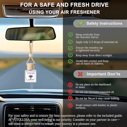 Image of 2-Pack Car Air Fresheners, Car Deodorizer, Lavender Scented Air Freshener Long Lasting Hanging Car Air Freshener for Men and Women, Car Scent Diffuser by VUTOLLOSA