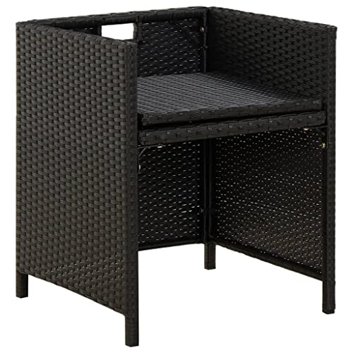 Chaises de jardin en polyrotin noir résistantes intempéries lot de 2 - 8