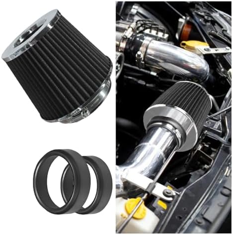 Universal Clamp-On Air Intake Filter, High Flow Closed-Top Cool Air Filter Cleaner, 76 89 102MM Performance Round Tapered Cone Air Filters, Premium Washable Replacement Filter for Car Truck (Black)