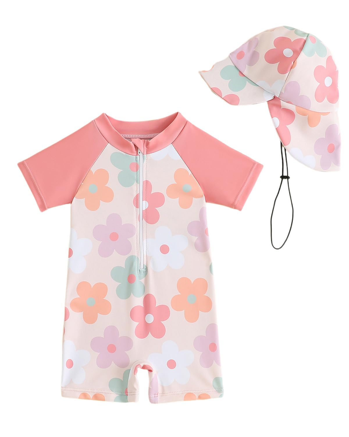 Maillot de Bain Bebe Garcon Anti UV 3 Mois - 3 Ans, UPF 50+ Combinaison Anti UV Bebe Garçon avec Chapeau, Tee Shirt UV Bébé à Manches Longues