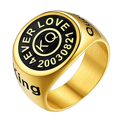 Bague nom gravé homme en acier inoxydable robuste chevalière ronde customisable