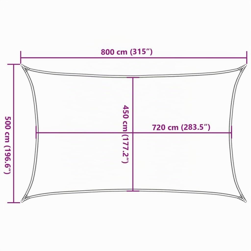vidaXL Vela Parasole 160 g/m² Rettangolare Sabbia 5x8 m in HDPE, vela ombreggiante, ombra da patio, tettoia ombreggiante, vela da giardino, tettoia