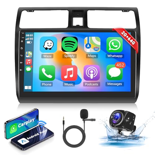 Autoradio CAEMCHO Per Suzuki Swift 2005-2010: 10 Pollici Android 13, 2+64GB, Wireless Carplay, GPS, Telecamera Posteriore