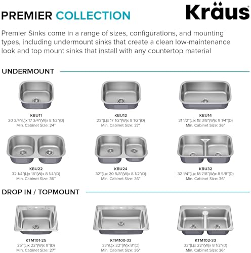 Image of KRAUS Premier 33-inch Drop In /Top Mount 50 /50 Double Bowl with Low Divide 18-Gauge Stainless Steel Kitchen Sink with Strainers (x2), KTM102-33