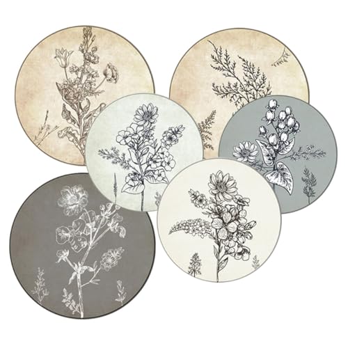 Panneaux muraux en bois à fleurs : lot de 6 décorations rustiques