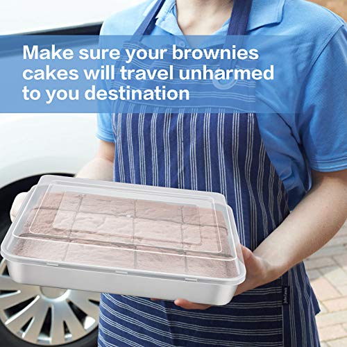 E-Far Stainless Steel Baking Pan With Lid, 12⅓ X 9¾ X 2 Inch Rectangle Sheet Cake Pans With Covers Bakeware For Cakes Brownies Casseroles thumb #5
