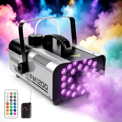 Fog Machine Outdoor Indoor 1200W, 24 Lights Halloween Smoke Machine