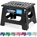 Handy Laundry - Folding Step Stool is Sturdy Enough to Support Adults and Safe Enough for Kids. Opens Easy with One Flip. Great for Kitchen, Bathroom or Bedroom. (Black)