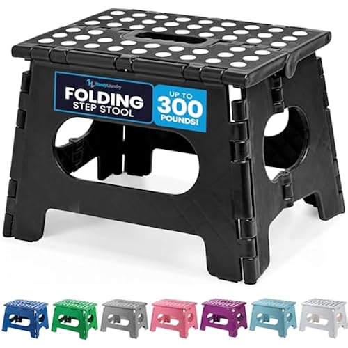 Handy Laundry Folding Step Stool 9 Inch, Black, Non-Slip Holds 300 lbs