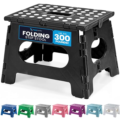 Comparison: Best Step Stool For Adults 10 Handy Laundry Folding Step Stool - Sturdy Enough Collapsible Stool to Support Adults and Safe Enough for Kids - Opens Easy with One Flip - Great for Kitchen, Bathroom or Bedroom (Black - 9 Inch)