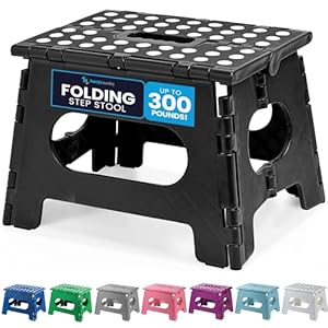 Handy Laundry – Folding Step Stool is Sturdy Enough to Support Adults and Safe Enough for Kids. Opens Easy with One Flip. Great for Kitchen, Bathroom or Bedroom (Black)