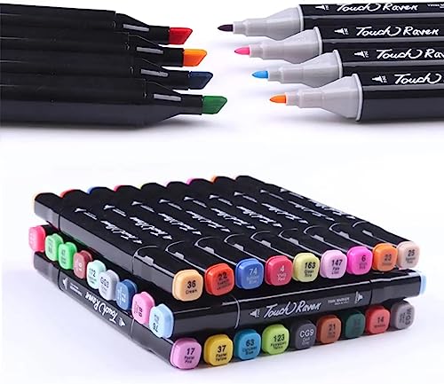Image of EMNDR 60Pcs Dual Tip Art Markers Set Chisel Sketch Markers for Artists, Kids & Adults - Vibrant Alcohol-Based Colour Pens for Drawing, Calligraphy, Illustration & Craft (60 Pcs, Black Case)