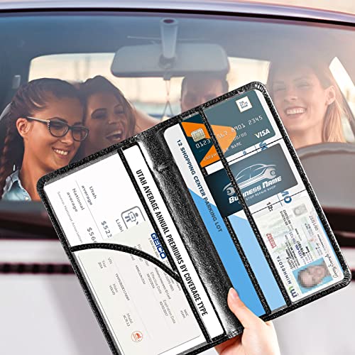 Image of CoBak Car Registration and Insurance Holder | Vehicle Glove Box Organizer, Auto Truck Compartment Document Case with Magnetic Closure for Insurance & Driver License