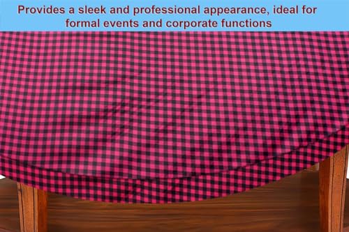 Image of The Furnishing Tree Elastic Oval Center Table Cover WxL 18x60 in Inches Polyester Checkered Pattern Maroon