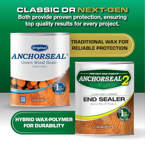 ANCHORSEAL Classic Log & Lumber End Sealer - Water Based Wax Emulsion, Prevents up to 90% of End Checking on Cut Ends of Hardwood & Softwood … (1 Gallon)