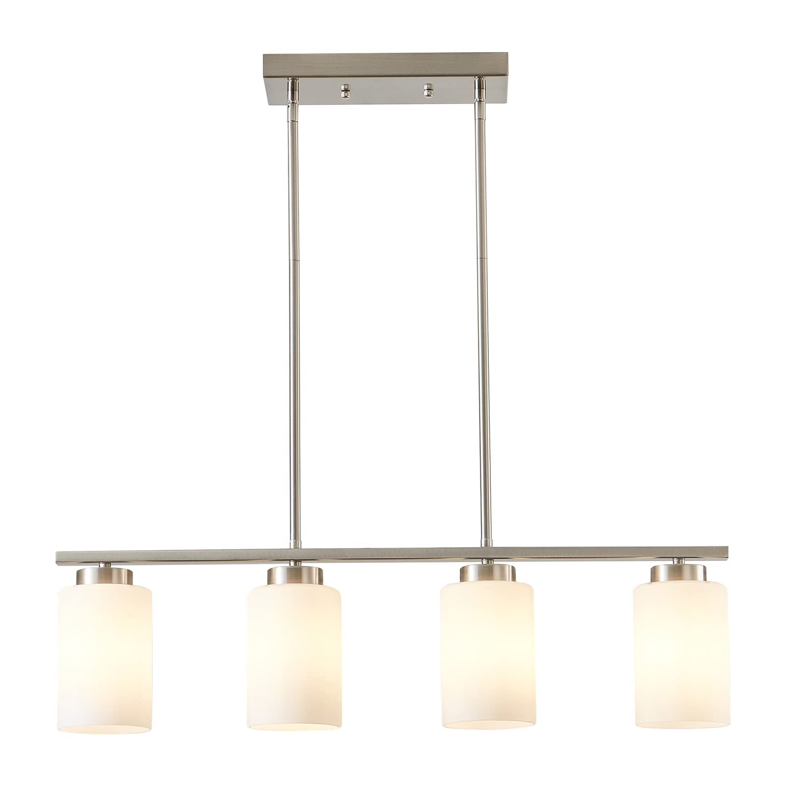 Indoor Pendant Light,Dining Kitchen Island Lighting Fixtures with Frosted White Glass Shades,4-Light Liner Ceiling Lamp Hanging Chandelier Light for Dinning Room Living Room
