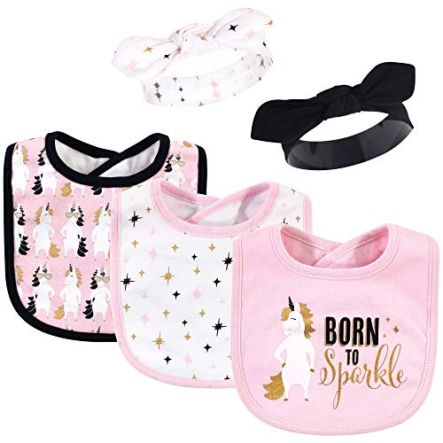 Image of Hudson Baby Unisex Baby Cotton Bib and Headband Set