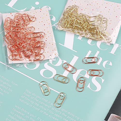 Iuaszz 100 Pieces Cute Paper Clips Love Heart Shape Small Paperclips Funny Bookmark Marking Clips For Office School Wedding Party Invitation Valentine Decoration, 0.8In (Gold) #TOP7