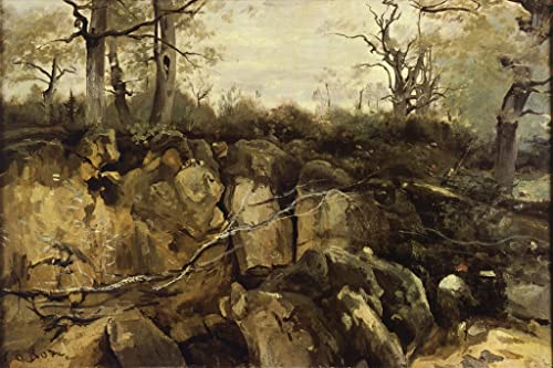 Toile forêt de Fontainebleau Corot 58x90 décoration murale bureau