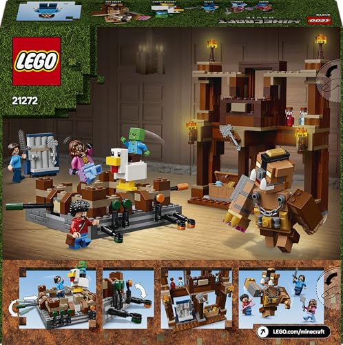 LEGO Minecraft Le Ring du Manoir des Bois - Jouet de Construction Interactif - Minifigurines d'un Bébé Zombie, Steve, Garrett & Henry - Set Inspiré du Film pour Gamer, Garçon ou Fille dès 10 ans 21272