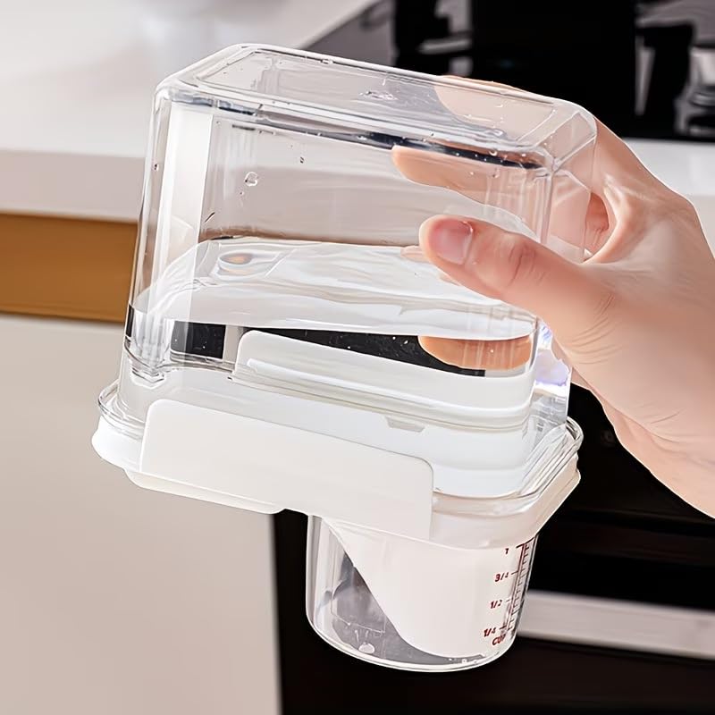 Image of 1100ML Washing Powder Container, Clear Reusable Detergent Storage Jar, Airtight Laundry Organizer, for Bathroom Countertop, Home & Utility Room (Pack of 1)