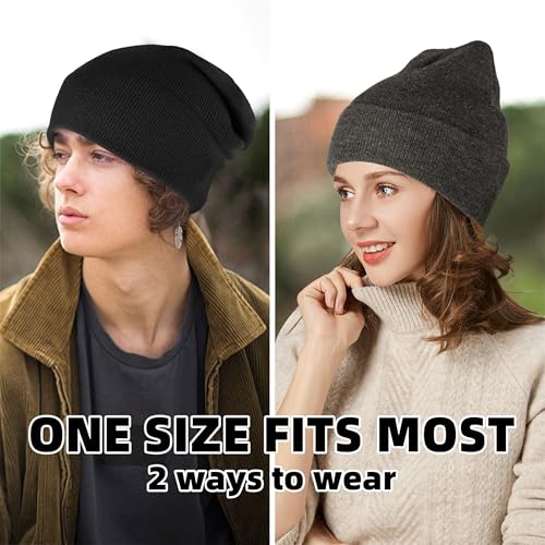 lucdnc Beanies for Men Women 2 Pack Fall Winter Men's Hats Unisex Warm Knit Skullies Beanies Soft Ski Caps