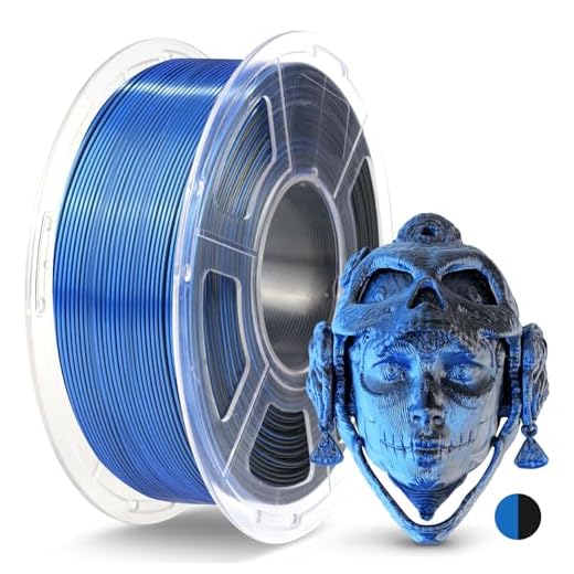 JAYO Silk Dual Color PLA Filament 1.75mm Black-Blue 1.1kg, Shiny Gradient Dual-Tone PLA, High Gloss Finish, Easy to Print, Layer Concealing, Fits for Most FDM 3D Printers