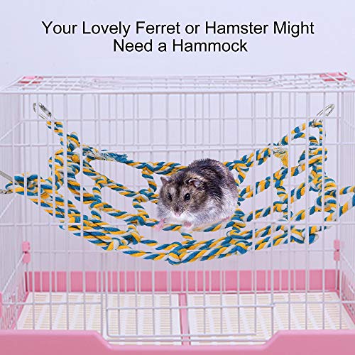 YIHIHI-Pet-Climbing-Rope-Net-Bird-Climbing-Rope-Ladder-Sturdy-Rope-Bridge-Ferret-Cotton-Rope-Net-Rat-Hanging-Bed-Hammock-Swing-Ladder-Eco-Friendly-100-Organic-Cotton-Small-Animal-Habitat-Decor