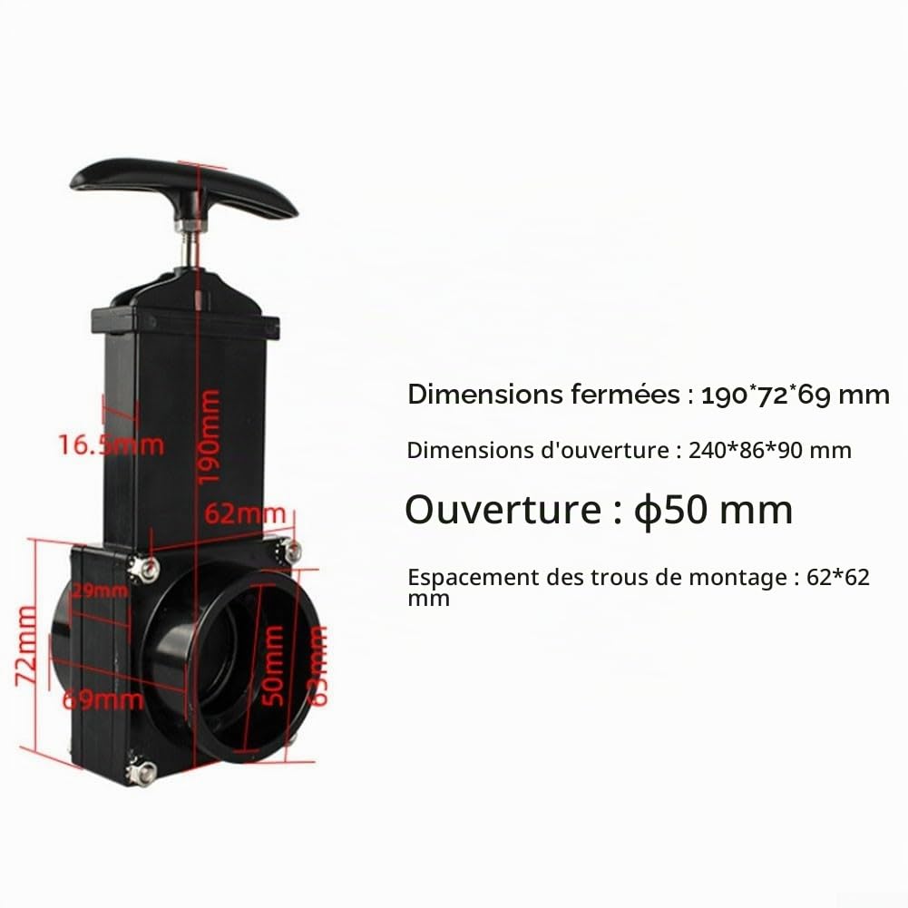 Vanne de vidange flexible pour la gestion des eaux usées des camping-cars, capacité à débit complet améliore l'efficacité (50 mm)