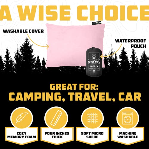 Image of Wise Owl Outfitters Camping Pillow - Memory Foam Travel Pillow for Airplane Sleeping, Hiking, Backpacking & Outdoor Use - Small & Portable for Adults, Car, Camp & Tent