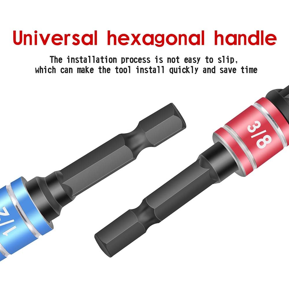 6-Piece Rapid Load Power Extension Bar Set For Drills - Socket Wrench Adapter Kit 8 thumbnail image