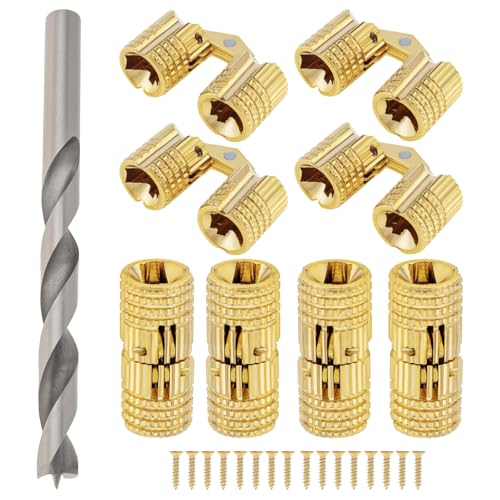 8Pcs 8 mm Hidden Brass Barrel Hinges with Drill Bit for Wooden Box