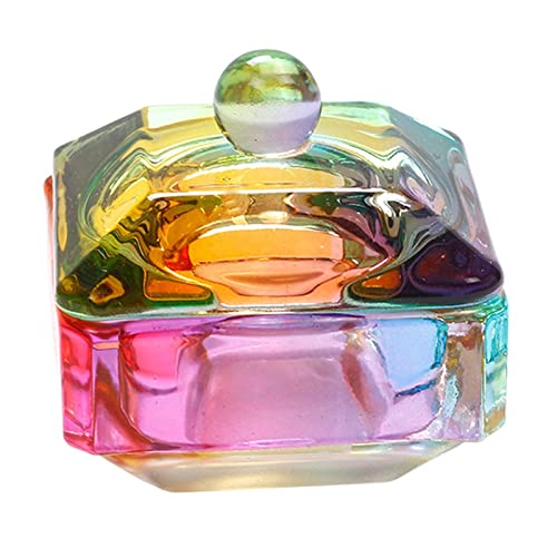 THE STYLE SUTRA® Colorful Nail Dappen Dish with Lid Glassware Tools for Acrylic Liquid Powder Flower Quadrilateral| Nail Care, Manicure & Pedicure | Nail Art Accessories