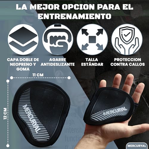 MERCURYAL Pack de 2 almohadillas para fitness para dominadas, guantes de dominadas, entrenamiento de fuerza, almohadillas de agarre para deportes de fuerza, almohadillas de agarre de neopreno - imagen 3