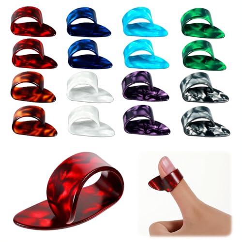 16Pcs Guitar Finger Picks, Adjustable Thumb Picks, 8 Colors Thumb